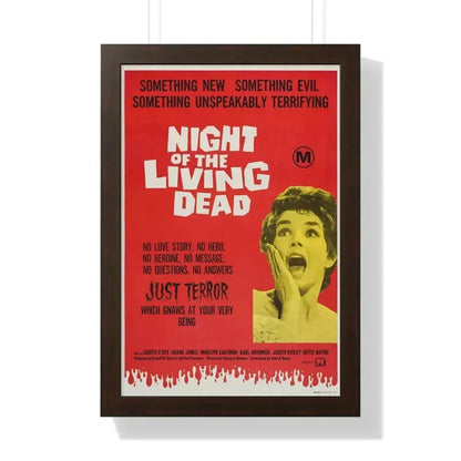 NIGHT OF THE LIVING DEAD (AUSTRALIA) 1968 - Framed Movie Poster 16″ x 24″ Walnut - The Sticker Space