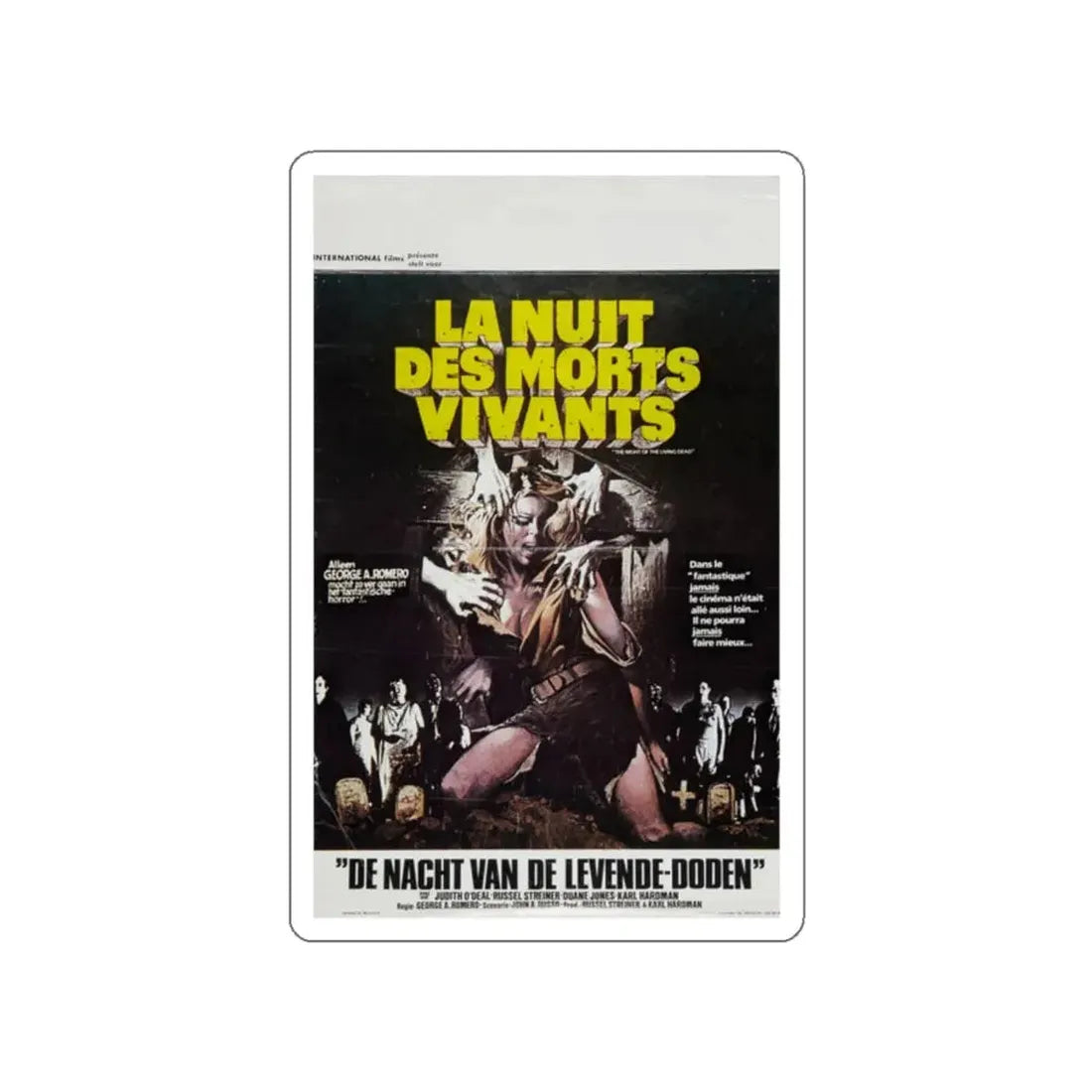 NIGHT OF THE LIVING DEAD (BELGIAN) 1968 Movie Poster STICKER Vinyl Die-Cut Decal 2 Inch - The Sticker Space