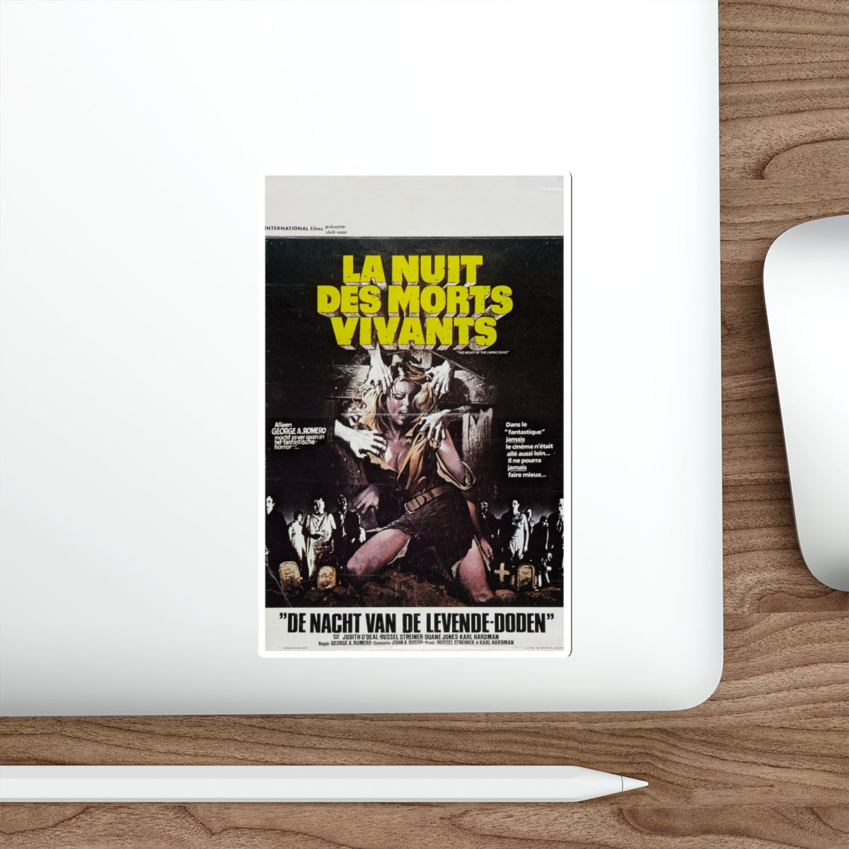 NIGHT OF THE LIVING DEAD (BELGIAN) 1968 Movie Poster STICKER Vinyl Die-Cut Decal-The Sticker Space