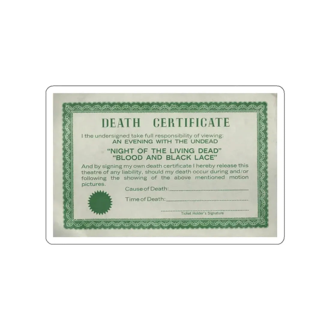 NIGHT OF THE LIVING DEAD + BLOOD AND BLACK LACE 1968 Movie Poster STICKER Vinyl Die-Cut Decal 5 Inch - The Sticker Space