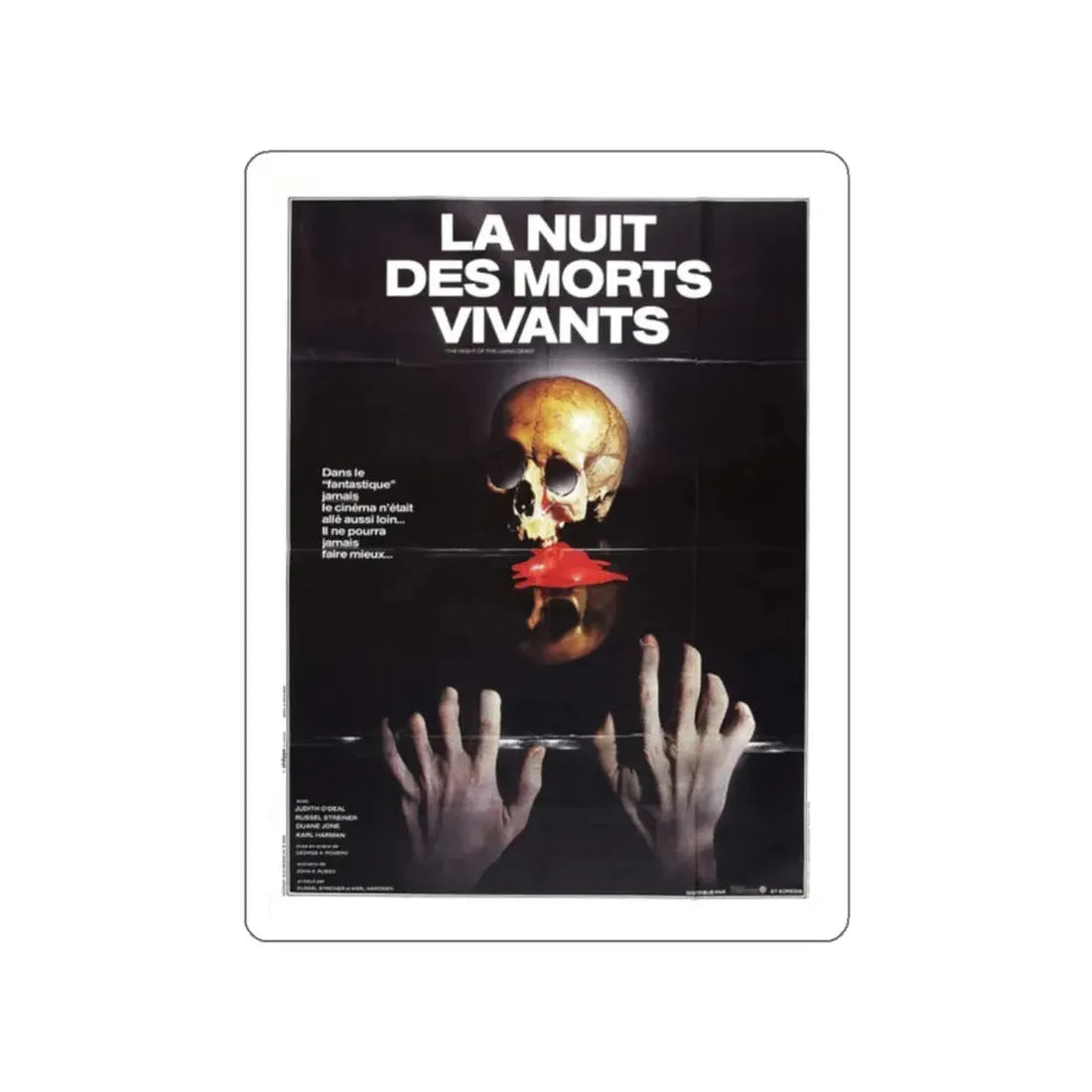 NIGHT OF THE LIVING DEAD (FRENCH) 2 1968 Movie Poster STICKER Vinyl Die-Cut Decal - The Sticker Space