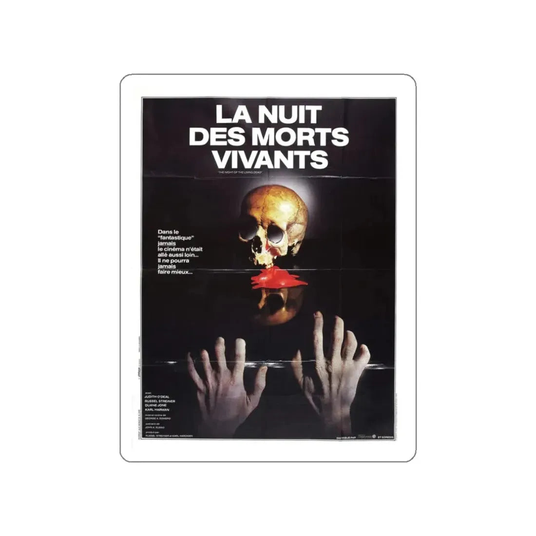NIGHT OF THE LIVING DEAD (FRENCH) 2 1968 Movie Poster STICKER Vinyl Die-Cut Decal - The Sticker Space