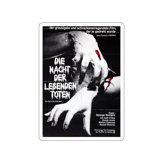 NIGHT OF THE LIVING DEAD (GERMAN) 2 1968 Movie Poster STICKER Vinyl Die-Cut Decal-White-The Sticker Space