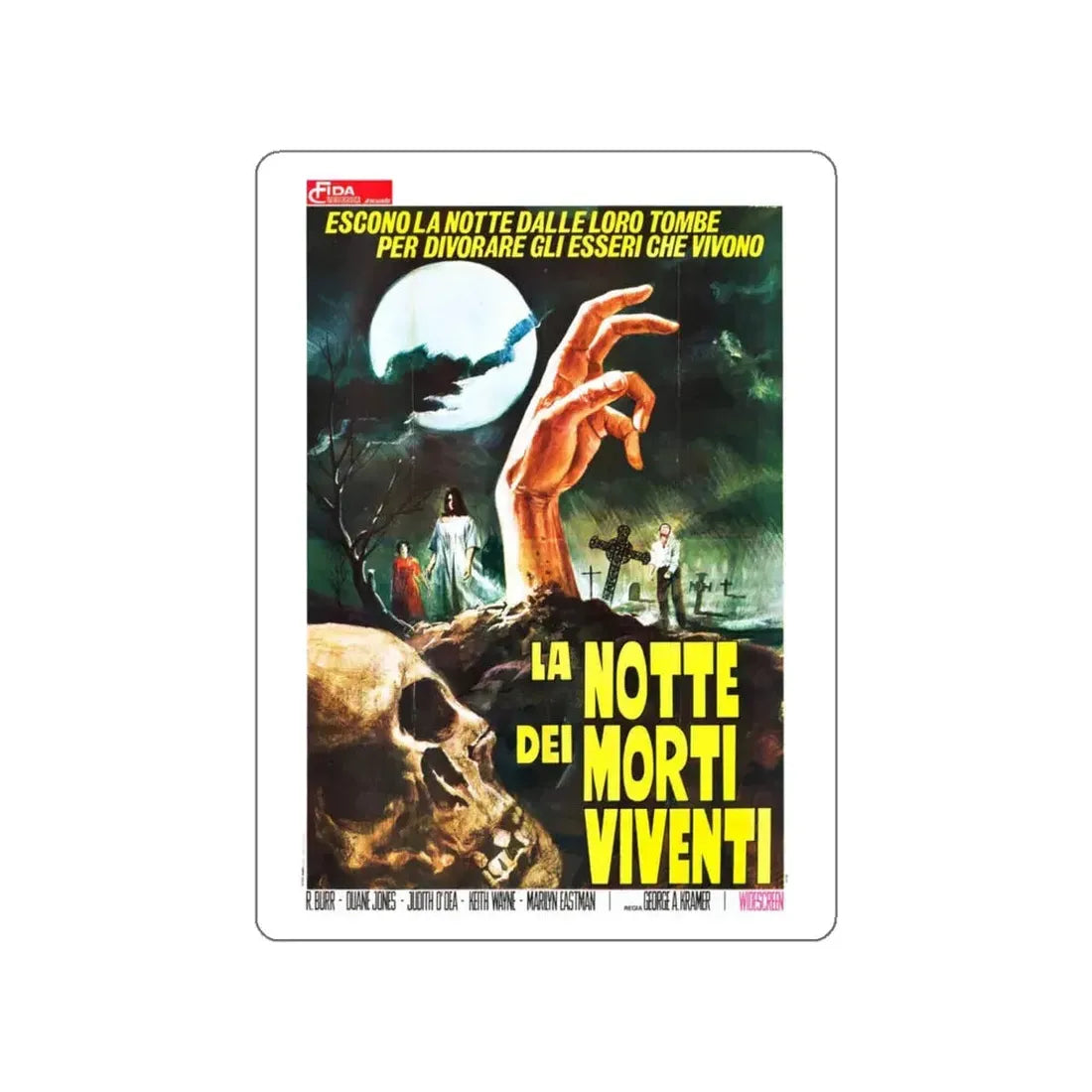 NIGHT OF THE LIVING DEAD (ITALIAN) 1968 Movie Poster STICKER Vinyl Die-Cut Decal 6 Inch - The Sticker Space