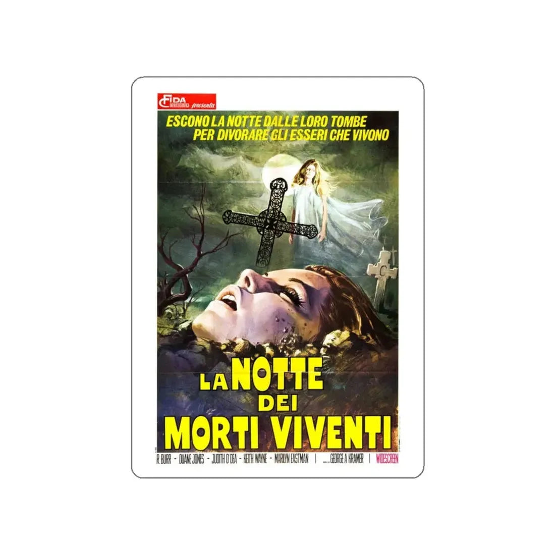 NIGHT OF THE LIVING DEAD (ITALIAN) 2 1968 Movie Poster STICKER Vinyl Die-Cut Decal 4 Inch - The Sticker Space
