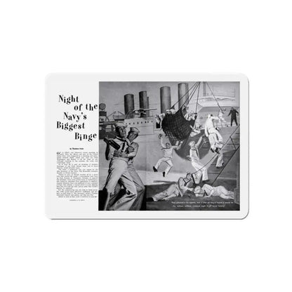 Night of the Navy's Biggest Binge, Bluebook for Men, October 1960 (Magazine Illustration) Refrigerator Magnet 6 Inch - The Sticker Space