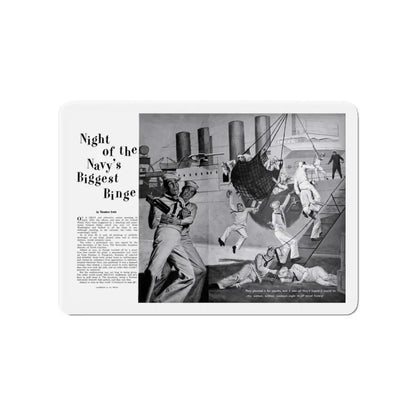 Night of the Navy's Biggest Binge, Bluebook for Men, October 1960 (Magazine Illustration) Refrigerator Magnet - The Sticker Space