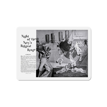 Night of the Navy's Biggest Binge, Bluebook for Men, October 1960 (Magazine Illustration) Refrigerator Magnet-6 × 6"-The Sticker Space