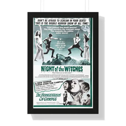 NIGHT OF THE WITCHES + DR FRANKENSTEIN ON CAMPUS 1970 - Framed Movie Poster 16″ x 24″ Black - The Sticker Space