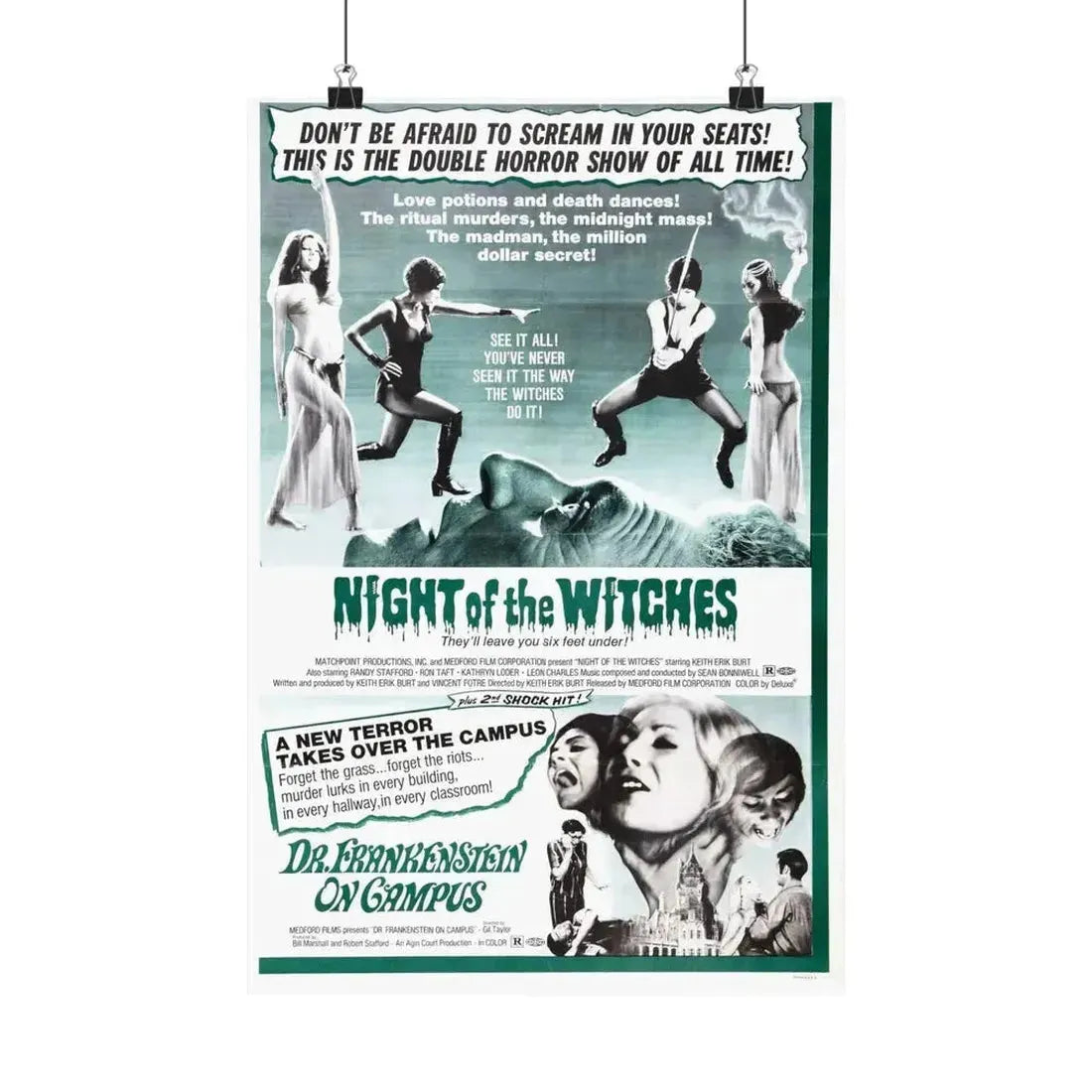 NIGHT OF THE WITCHES + DR FRANKENSTEIN ON CAMPUS 1970 - Paper Movie Poster 12″ x 18″ Matte - The Sticker Space