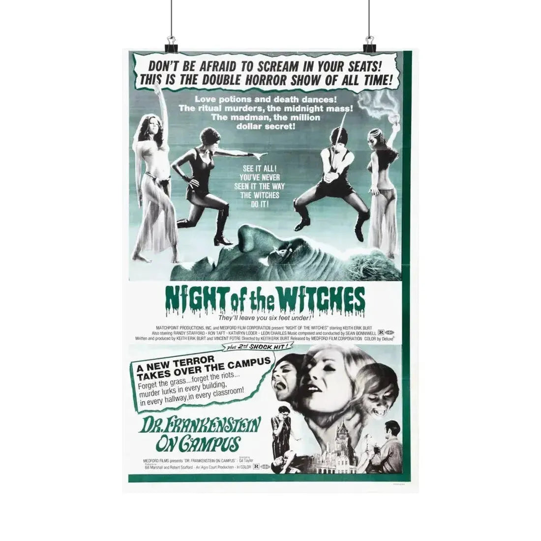 NIGHT OF THE WITCHES + DR FRANKENSTEIN ON CAMPUS 1970 - Paper Movie Poster 16″ x 24″ Matte - The Sticker Space