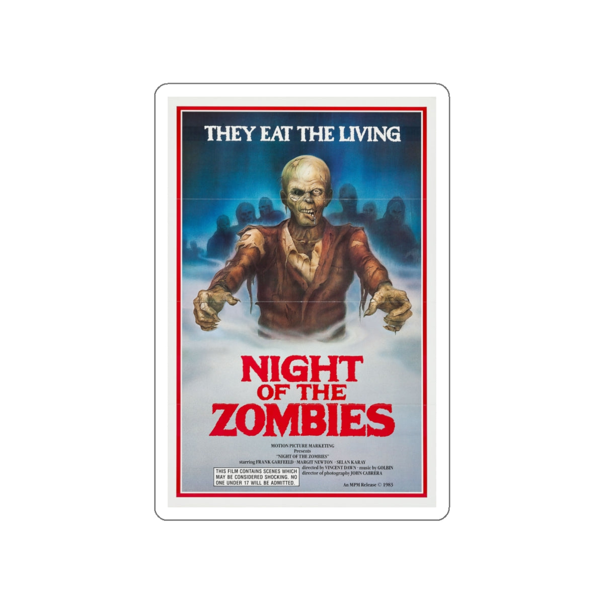 NIGHT OF THE ZOMBIES (HELL OF THE LIVING DEAD) 1980 Movie Poster STICKER Vinyl Die-Cut Decal-White-The Sticker Space