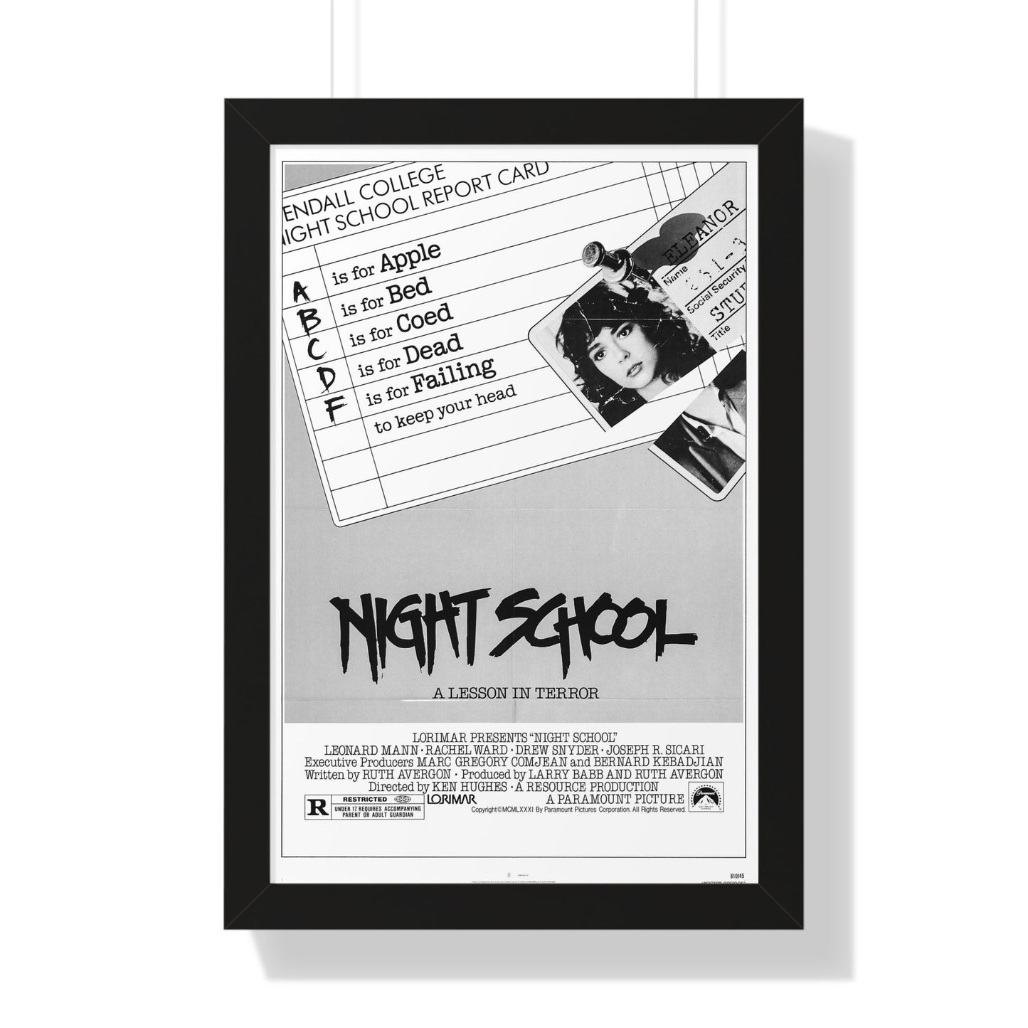 NIGHT SCHOOL (TERROR EYES) 1981 - Framed Movie Poster-16″ x 24″-The Sticker Space