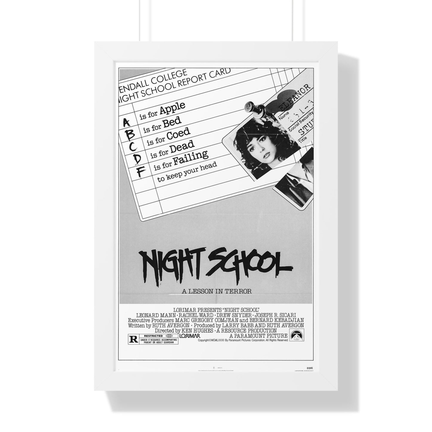 NIGHT SCHOOL (TERROR EYES) 1981 - Framed Movie Poster-16″ x 24″-The Sticker Space