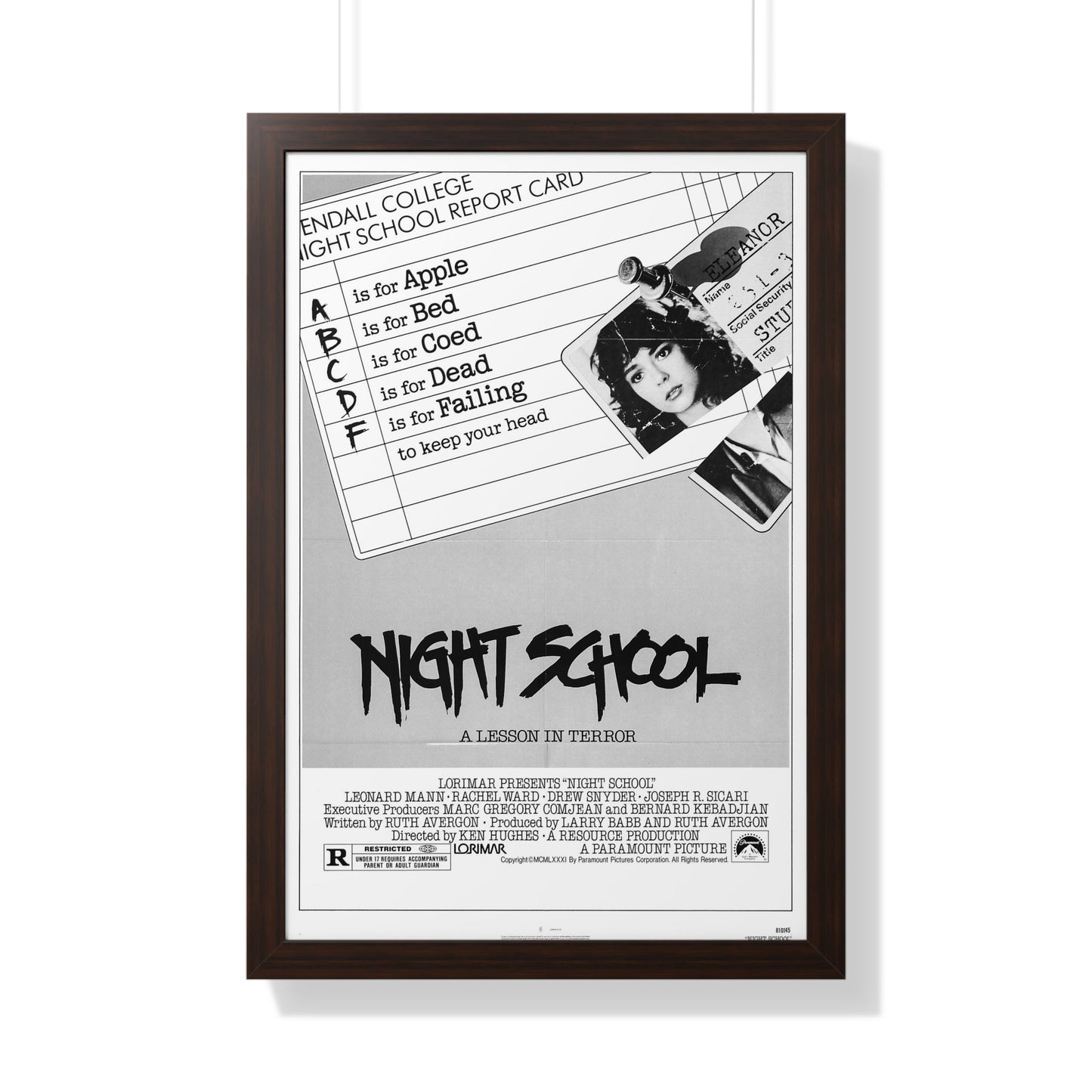 NIGHT SCHOOL (TERROR EYES) 1981 - Framed Movie Poster-20" x 30"-The Sticker Space