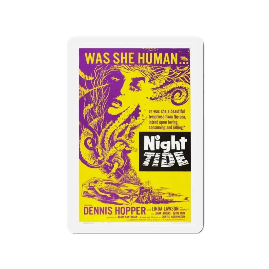 NIGHT TIDE (2) 1961 Movie Poster - Refrigerator Magnet 2 Inch Die-Cut - The Sticker Space