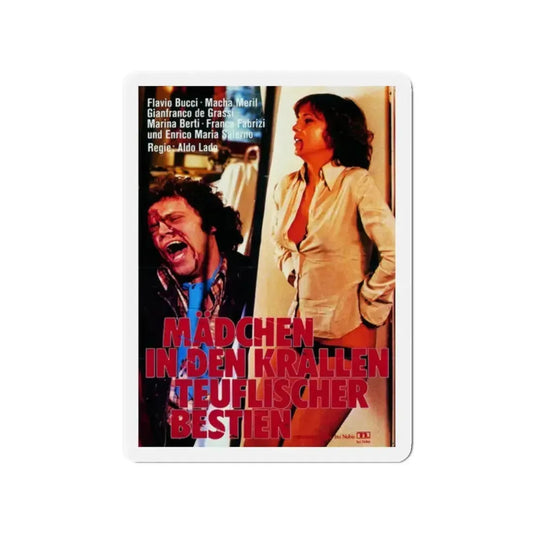 NIGHT TRAIN MURDERS (GERMAN) 1975 Movie Poster - Refrigerator Magnet 2 Inch Die-Cut - The Sticker Space