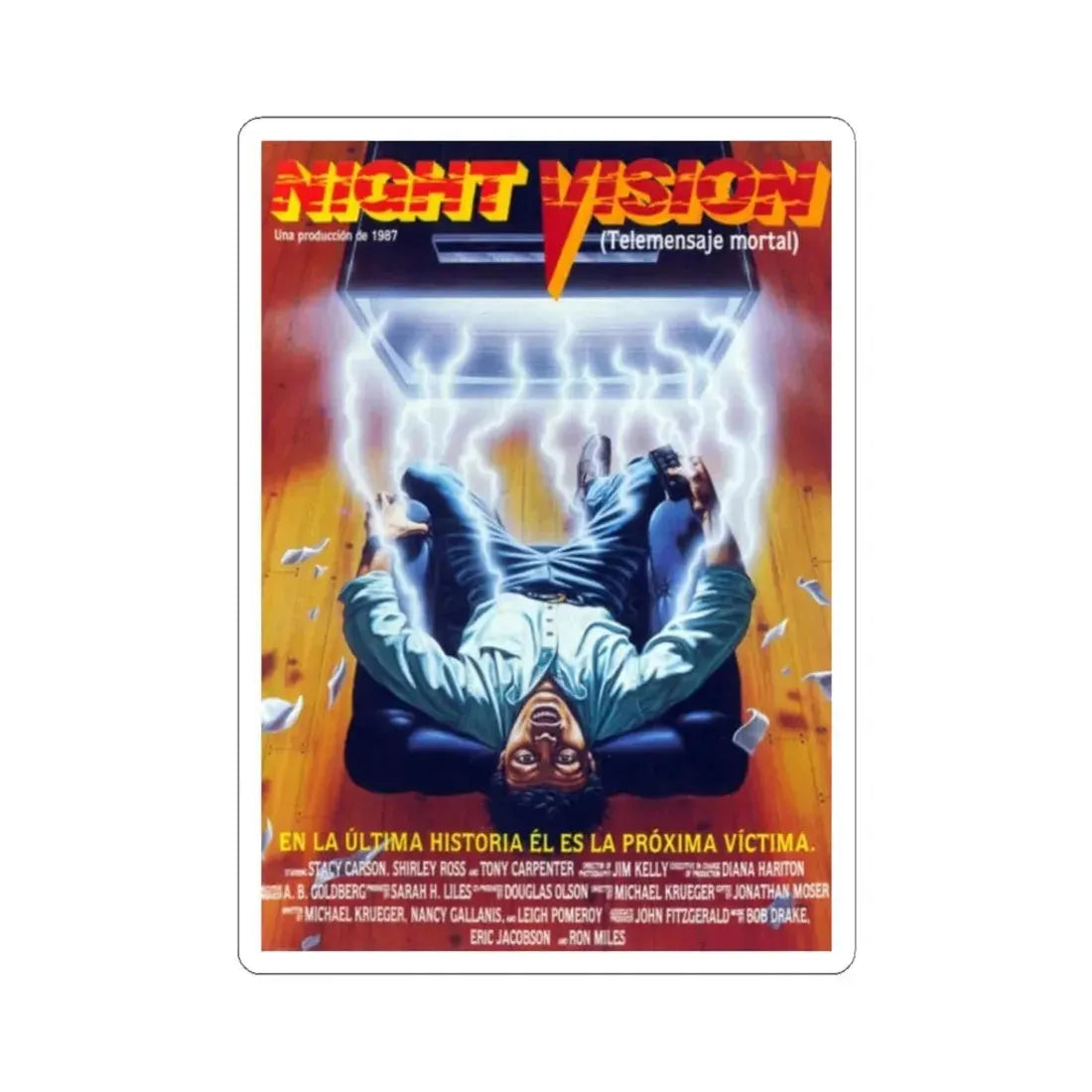 NIGHT VISION 1987 Movie Poster - STICKER Vinyl Kiss-Cut Decal 3 Inch White - The Sticker Space