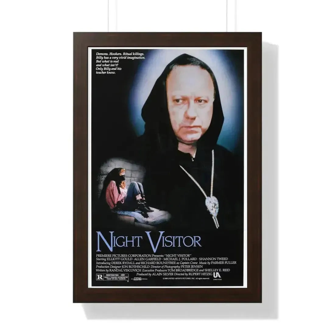 NIGHT VISITOR (NEVER CRY DEVIL) 1989 - Framed Movie Poster 16″ x 24″ Walnut - The Sticker Space