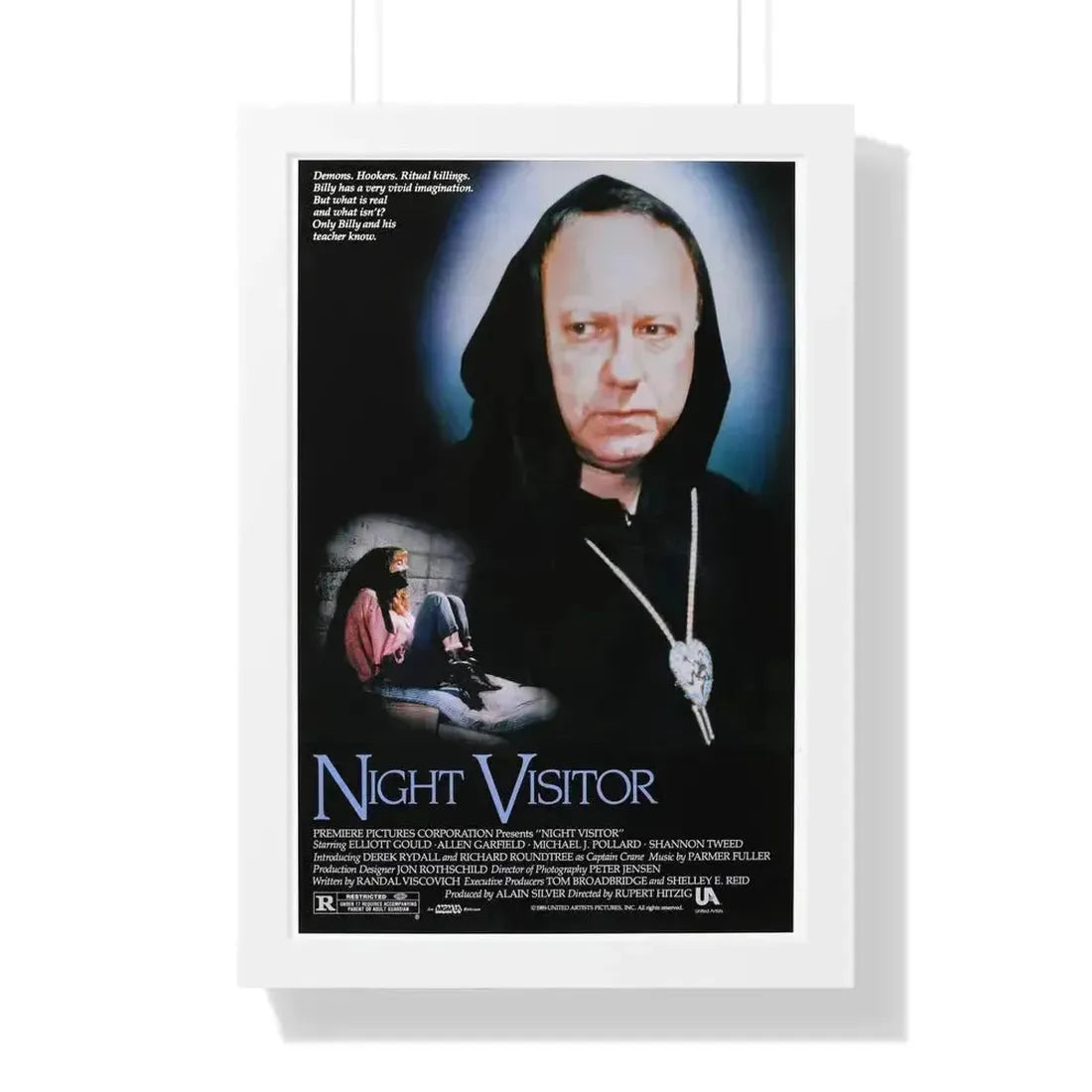 NIGHT VISITOR (NEVER CRY DEVIL) 1989 - Framed Movie Poster 16″ x 24″ White - The Sticker Space