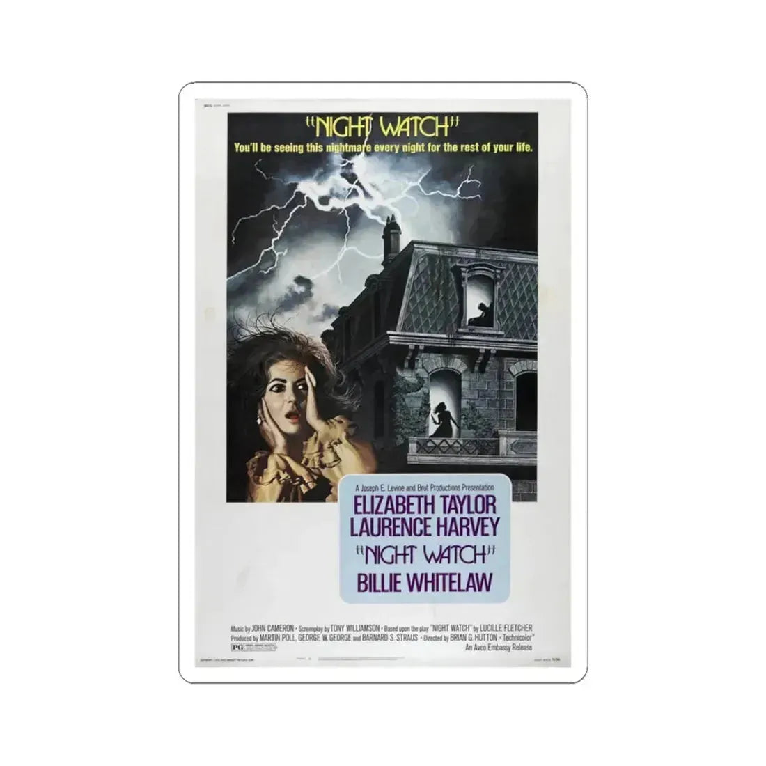 Night Watch 1973 Movie Poster - STICKER Vinyl Kiss-Cut Decal - The Sticker Space