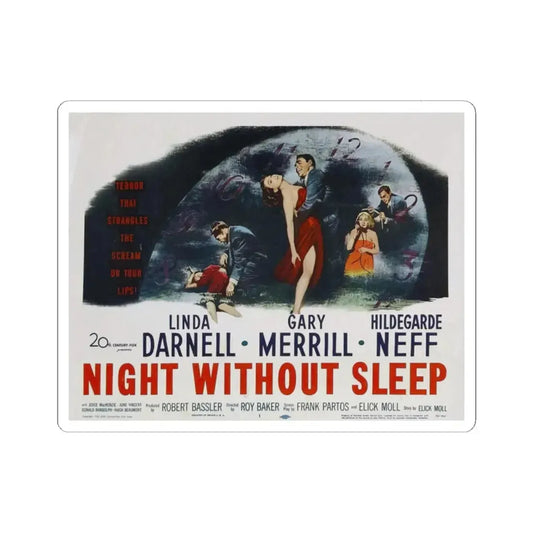 NIGHT WITHOUT SLEEP 1952 Movie Poster - STICKER Vinyl Kiss-Cut Decal 2 Inch White - The Sticker Space
