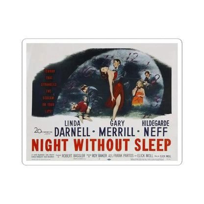 NIGHT WITHOUT SLEEP 1952 Movie Poster - STICKER Vinyl Kiss-Cut Decal 4 Inch White - The Sticker Space