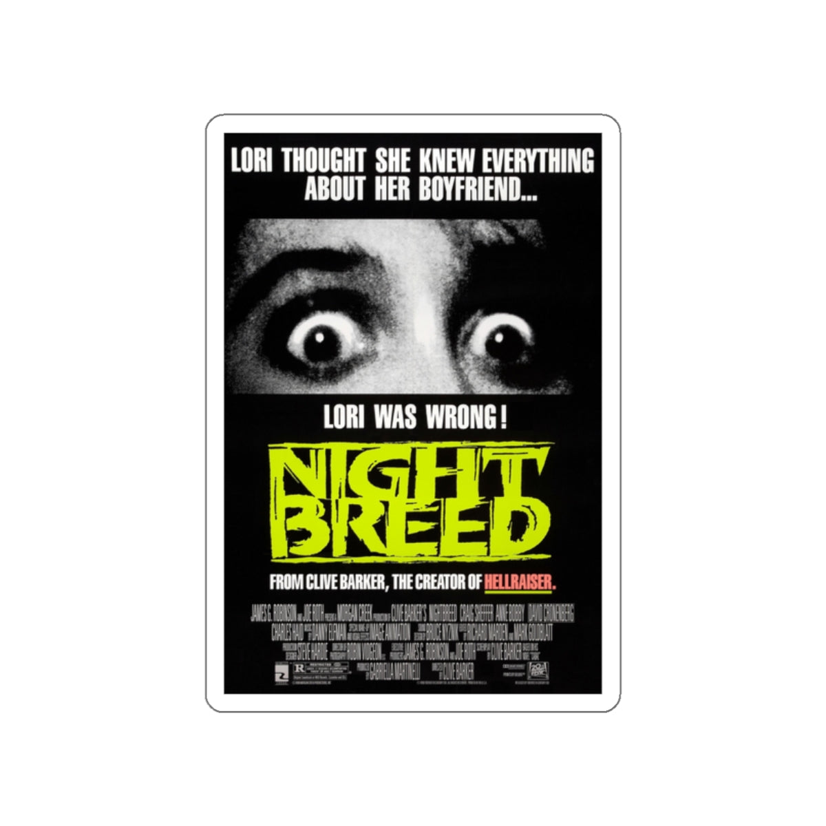 NIGHTBREED 1990 Movie Poster STICKER Vinyl Die-Cut Decal-White-The Sticker Space