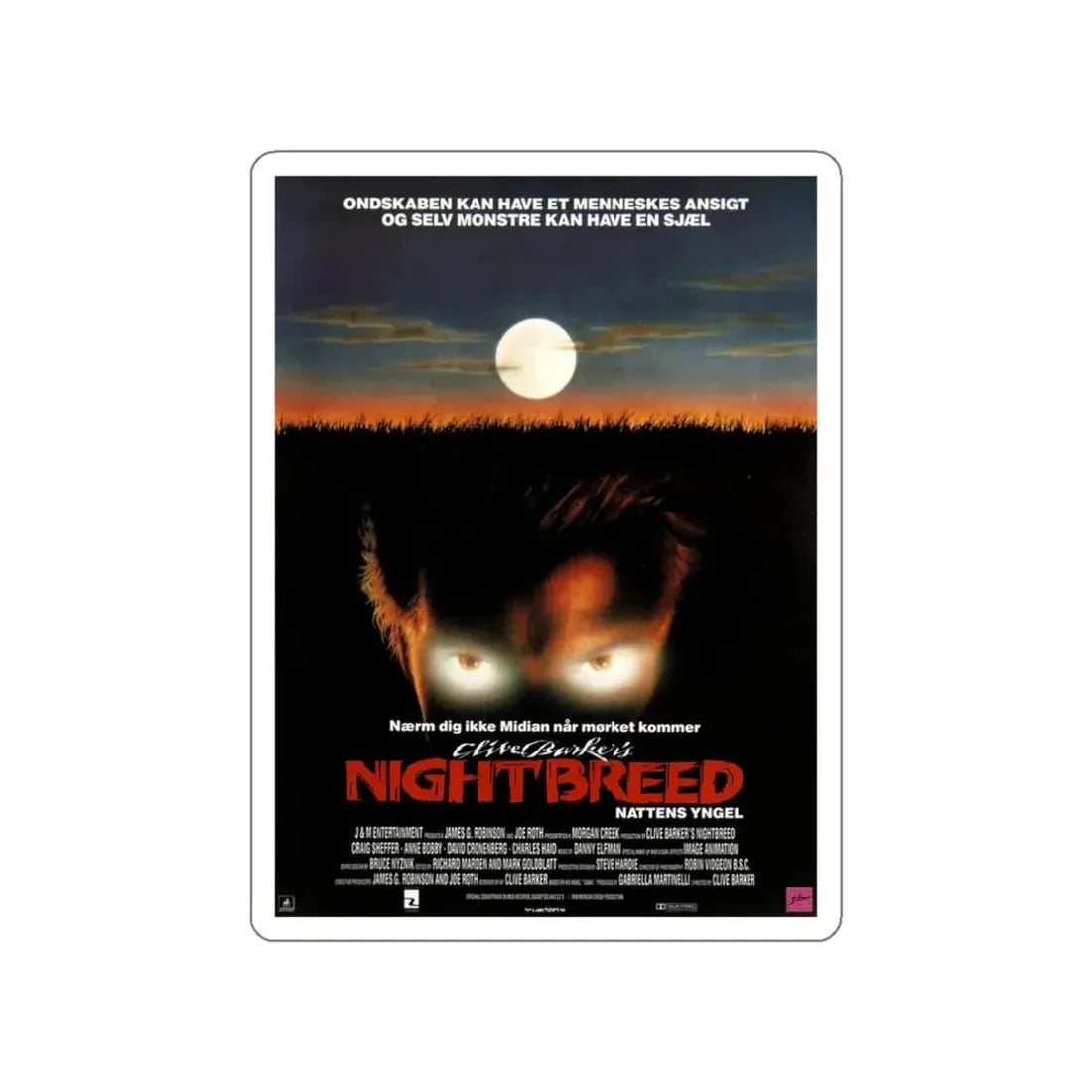 NIGHTBREED (DANISH) 1990 Movie Poster STICKER Vinyl Die-Cut Decal 3 Inch - The Sticker Space
