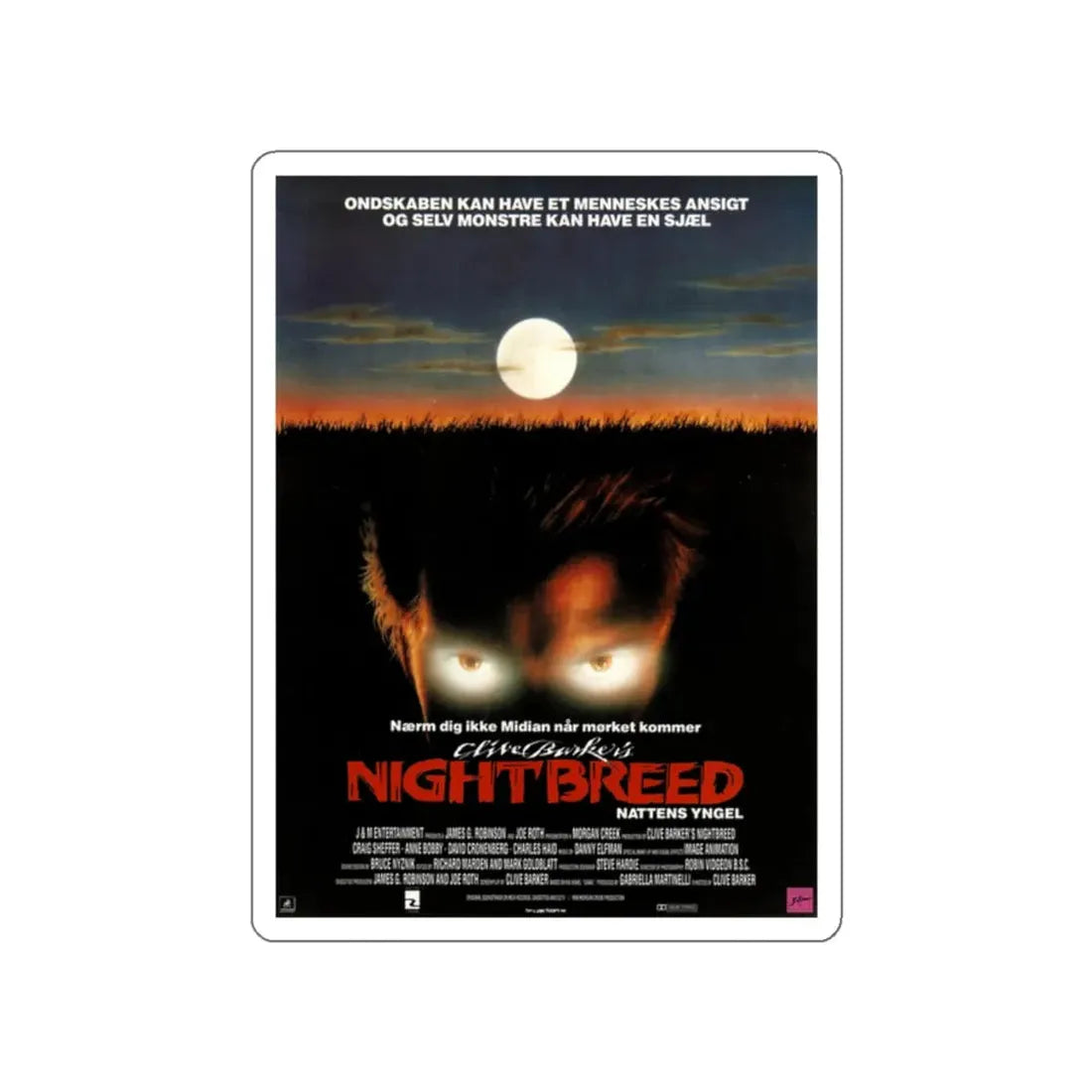 NIGHTBREED (DANISH) 1990 Movie Poster STICKER Vinyl Die-Cut Decal - The Sticker Space