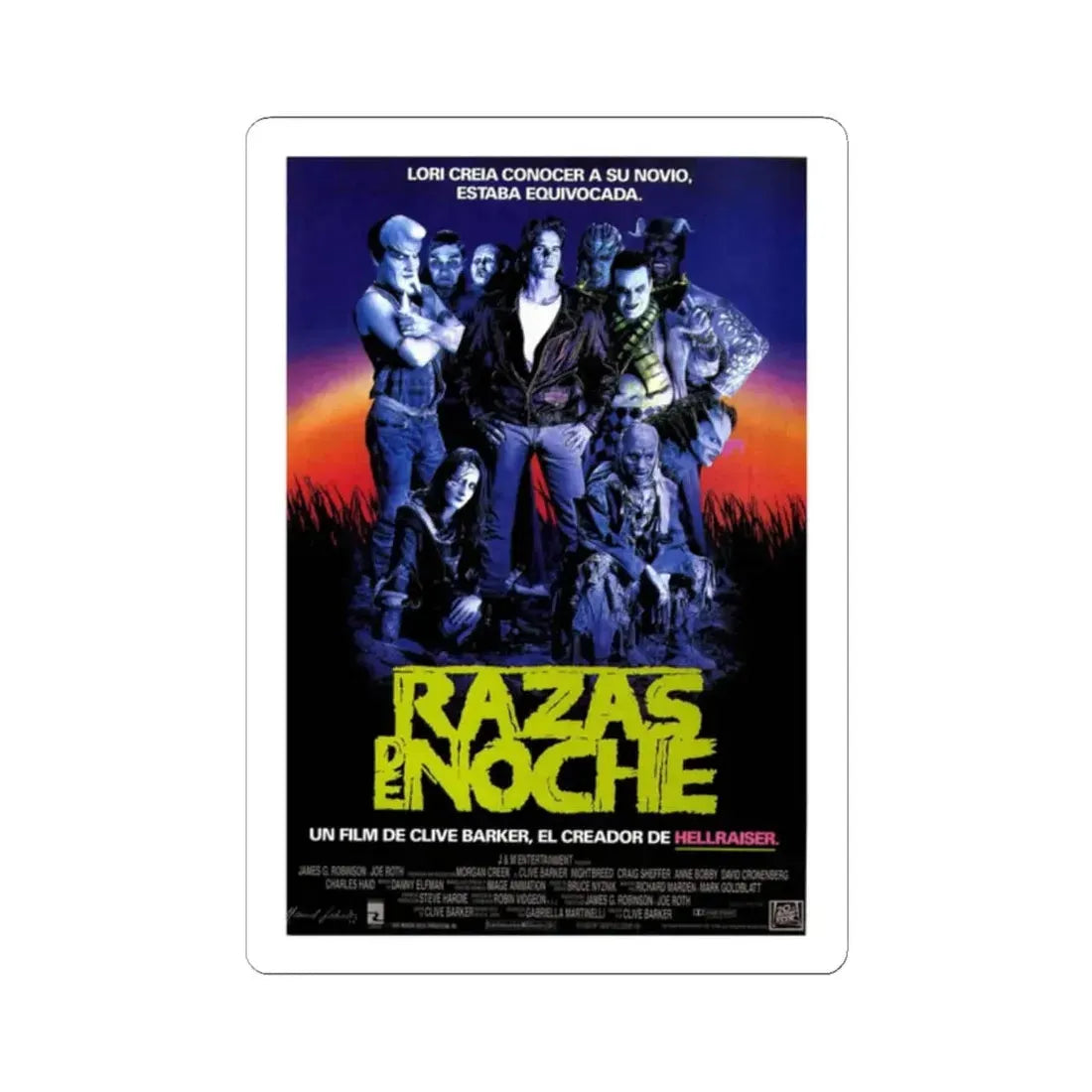 NIGHTBREED (SPAIN) 1990 Movie Poster - STICKER Vinyl Kiss-Cut Decal 2 Inch White - The Sticker Space