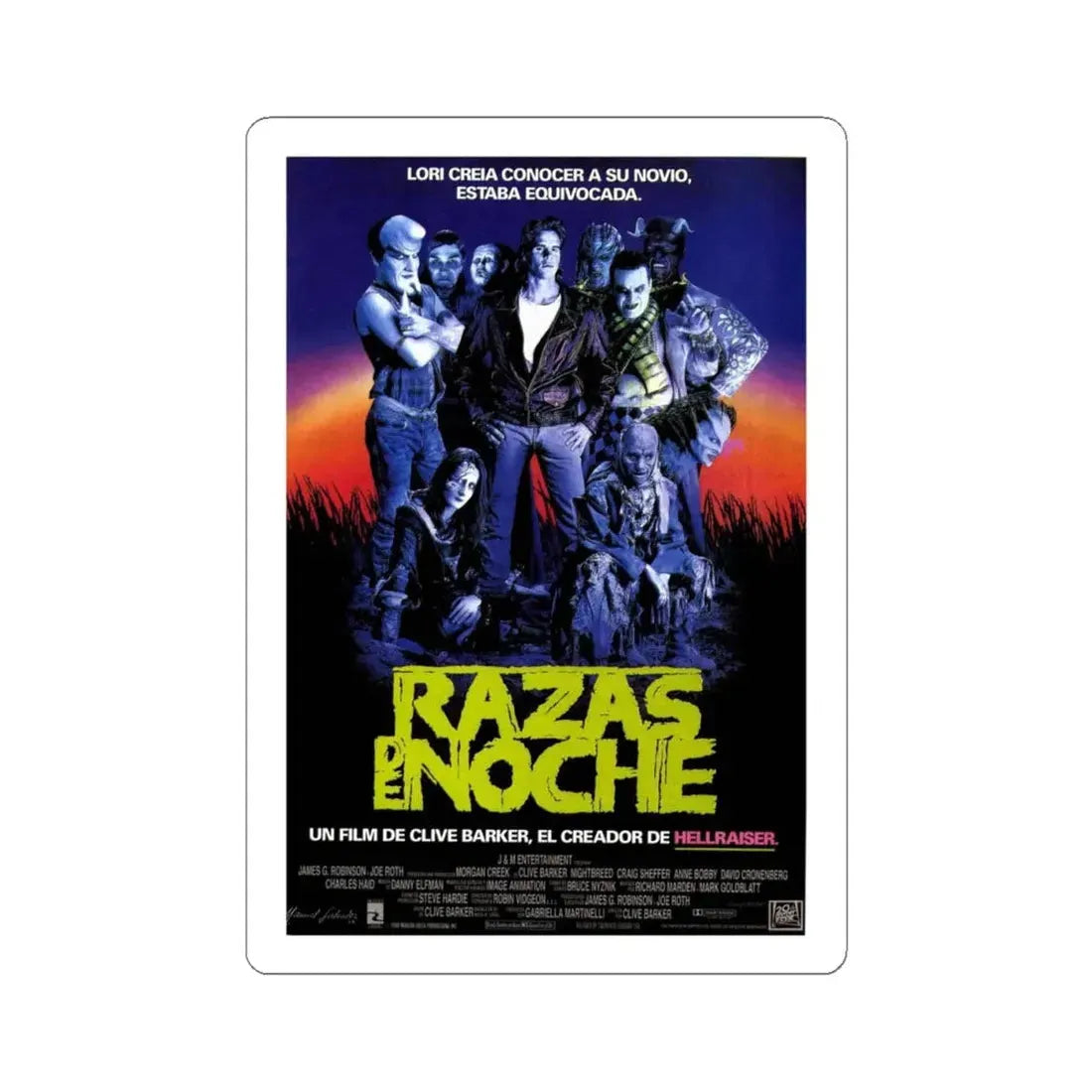 NIGHTBREED (SPAIN) 1990 Movie Poster - STICKER Vinyl Kiss-Cut Decal 4 Inch White - The Sticker Space