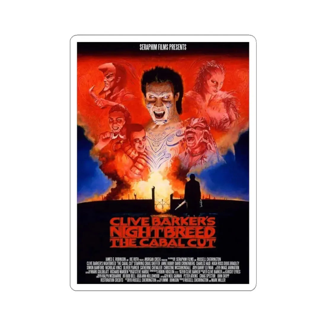 NIGHTBREED THE CABAL CUT 1990 Movie Poster - STICKER Vinyl Kiss-Cut Decal 4 Inch White - The Sticker Space