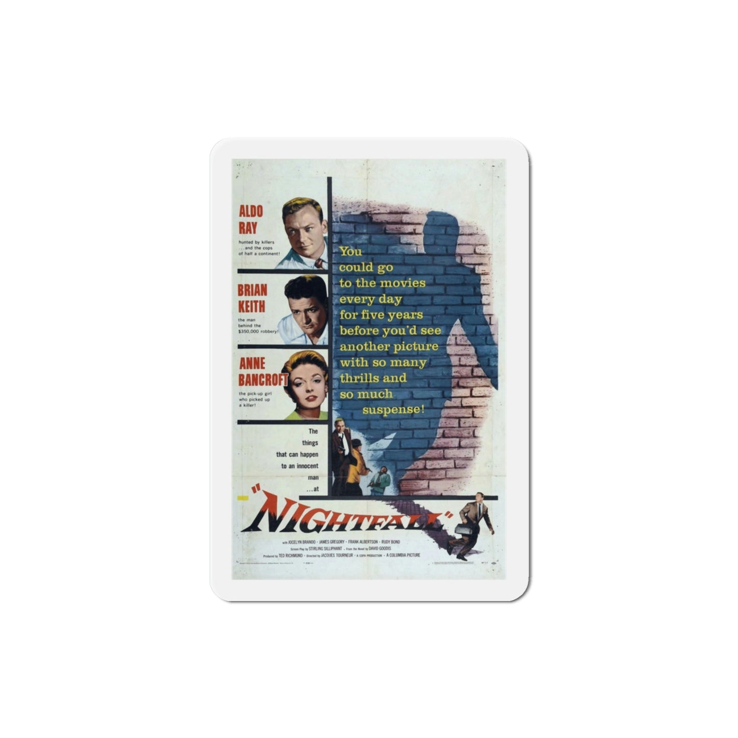 Nightfall 1957 Movie Poster Die-Cut Magnet-3 Inch-The Sticker Space