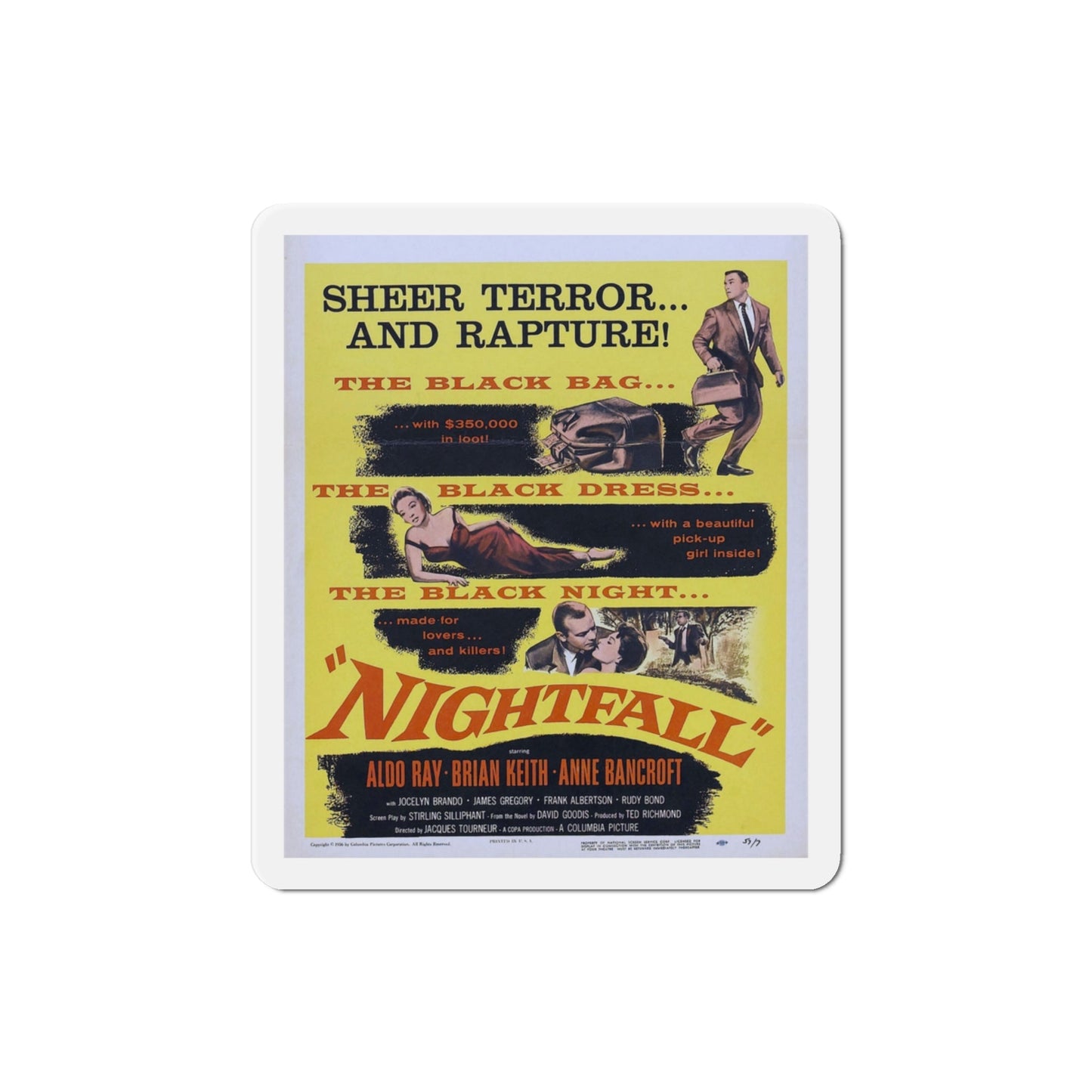 Nightfall 1957 v2 Movie Poster Die-Cut Magnet-3 Inch-The Sticker Space