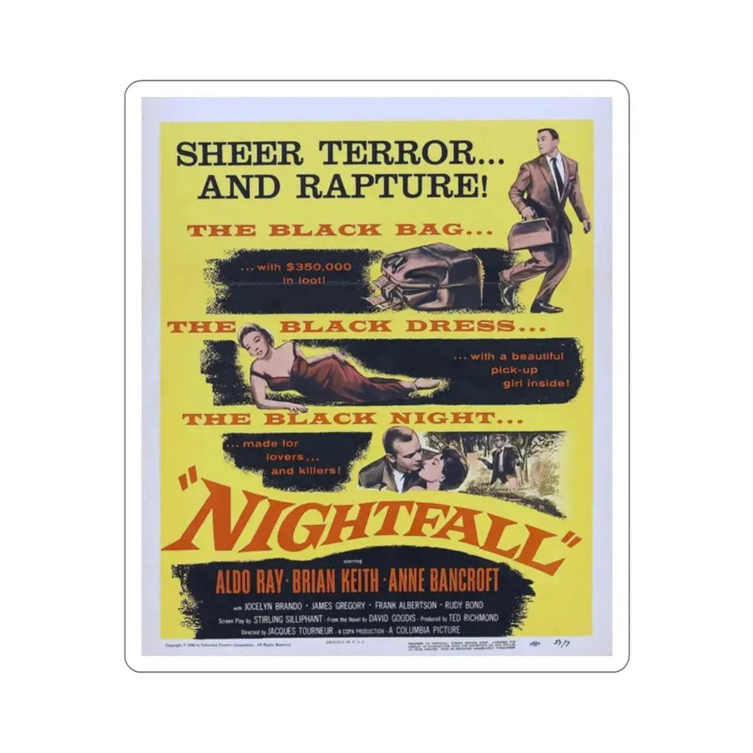 Nightfall 1957 v2 Movie Poster STICKER Vinyl Die-Cut Decal - The Sticker Space