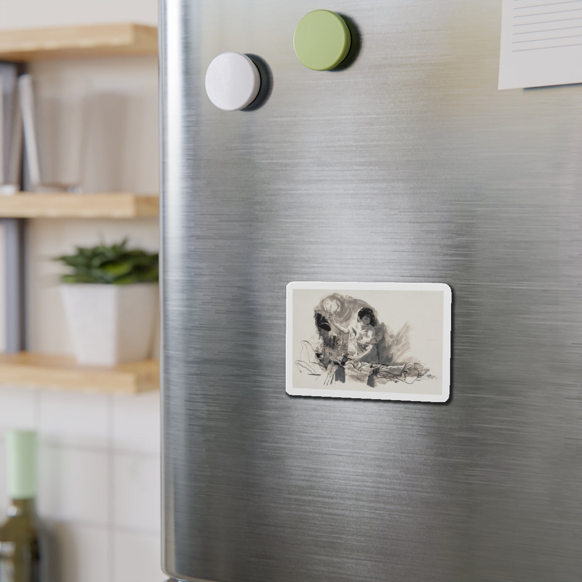 Nightingale (Magazine Illustration) Refrigerator Magnet-The Sticker Space