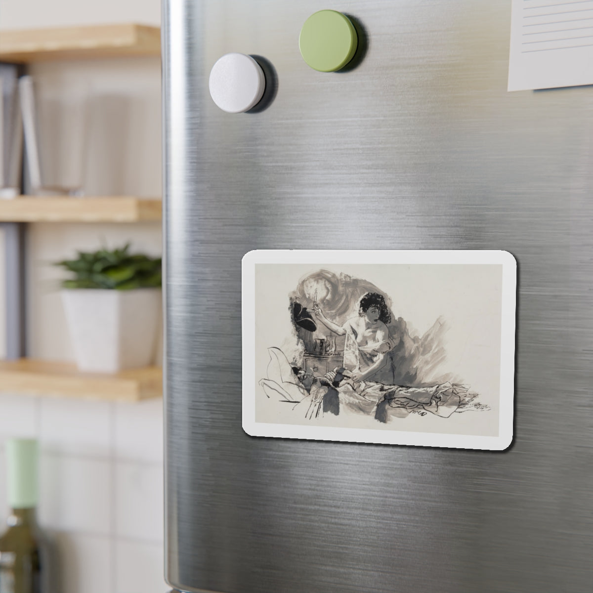 Nightingale (Magazine Illustration) Refrigerator Magnet-The Sticker Space