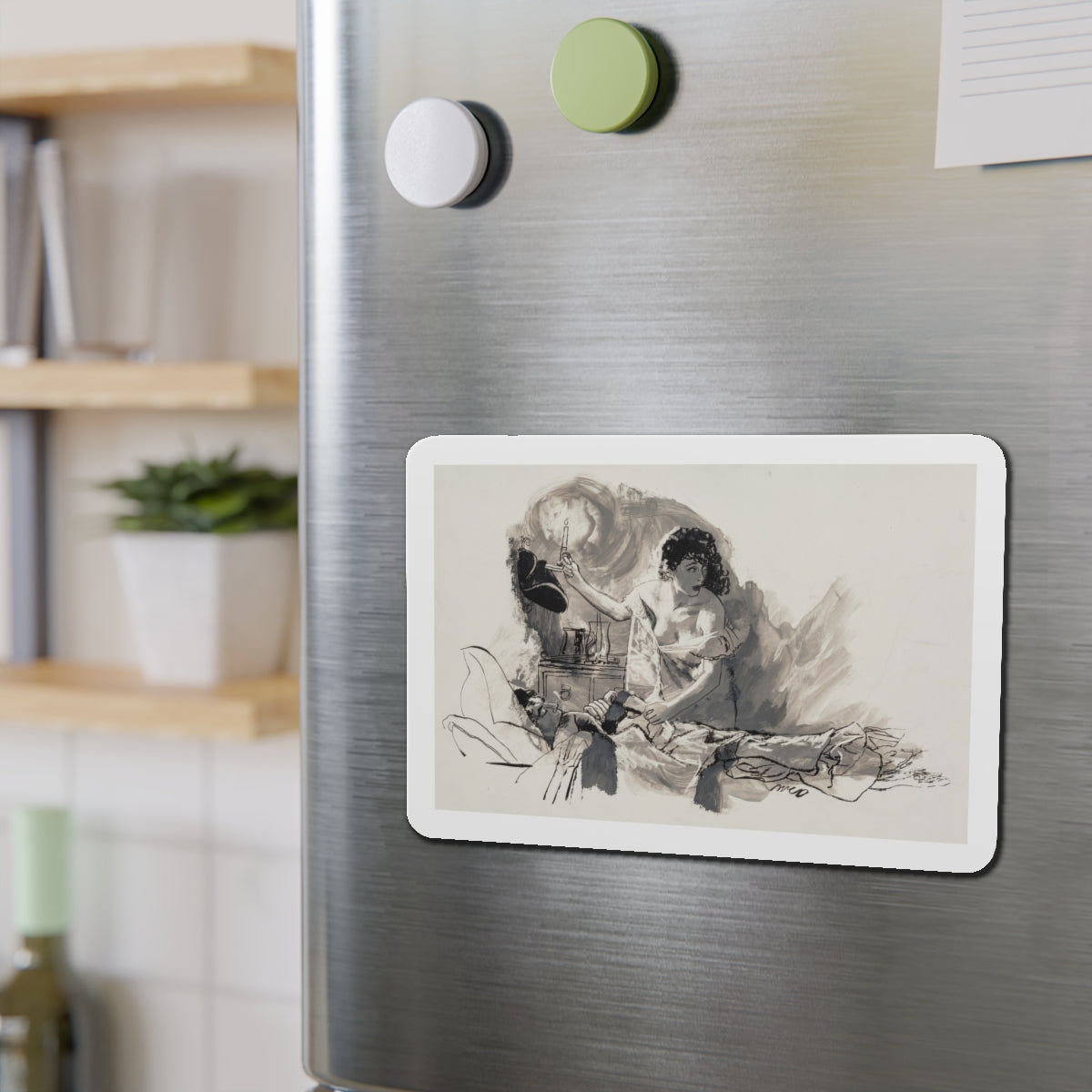 Nightingale (Magazine Illustration) Refrigerator Magnet-The Sticker Space