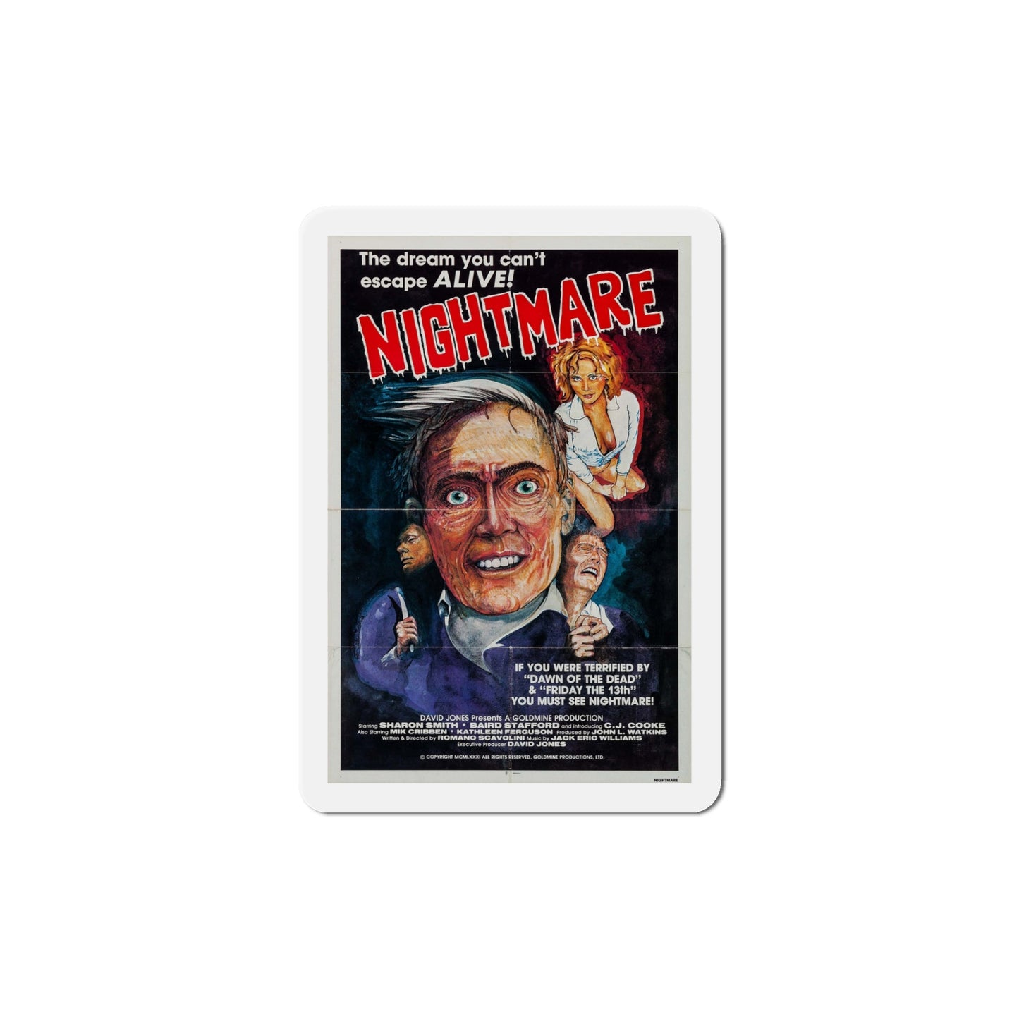 Nightmare 1981 Movie Poster Die-Cut Magnet-The Sticker Space