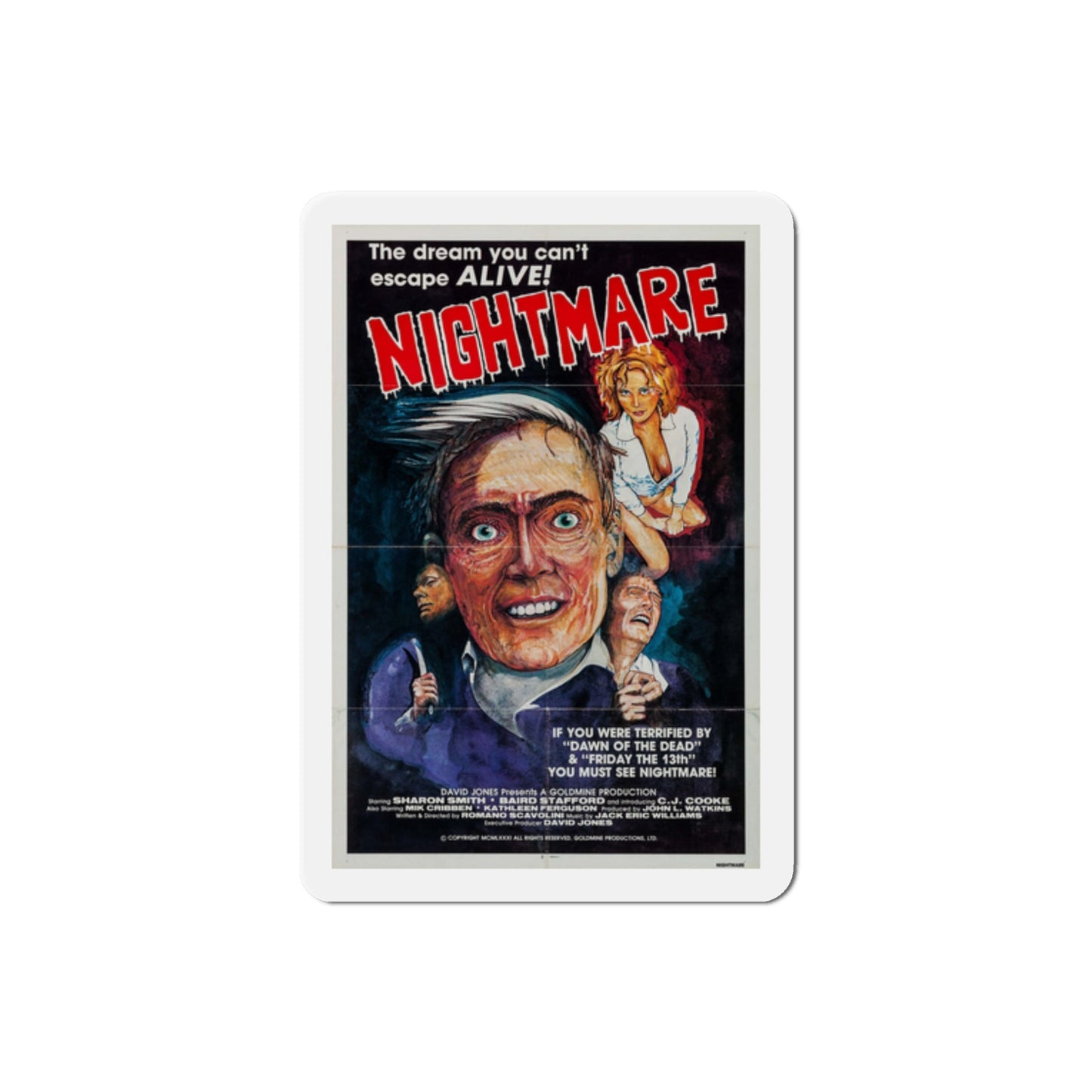 Nightmare 1981 Movie Poster Die-Cut Magnet-2" x 2"-The Sticker Space