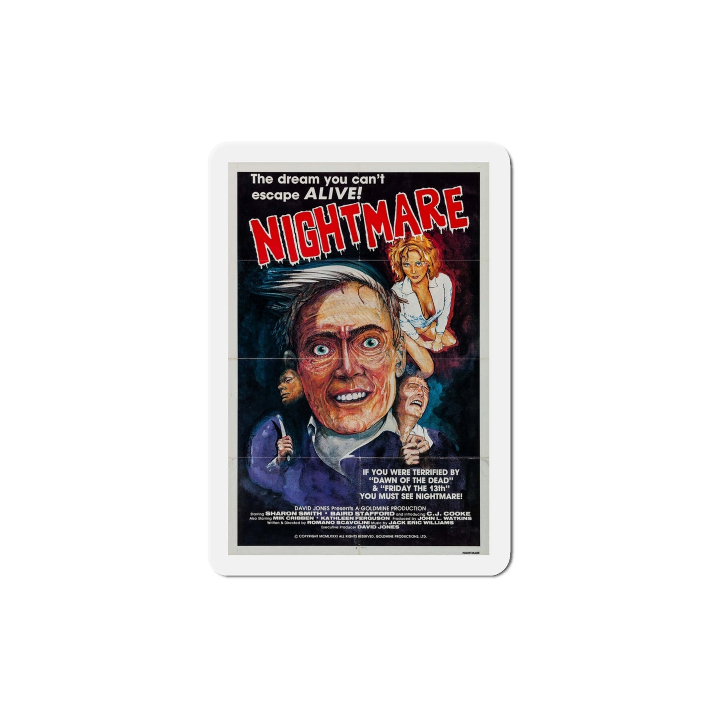 Nightmare 1981 Movie Poster Die-Cut Magnet-4" x 4"-The Sticker Space