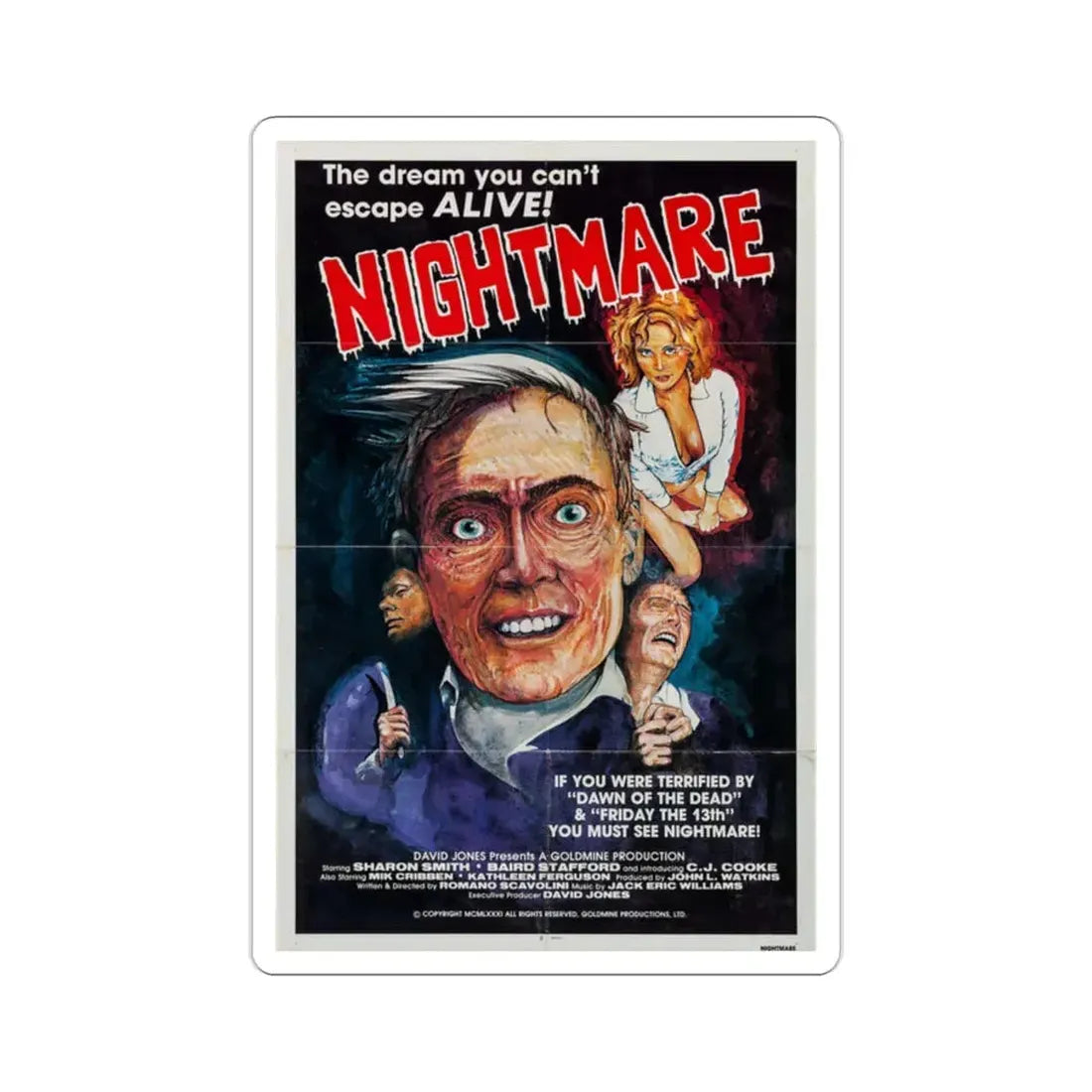 Nightmare 1981 Movie Poster STICKER Vinyl Die-Cut Decal 2 Inch - The Sticker Space