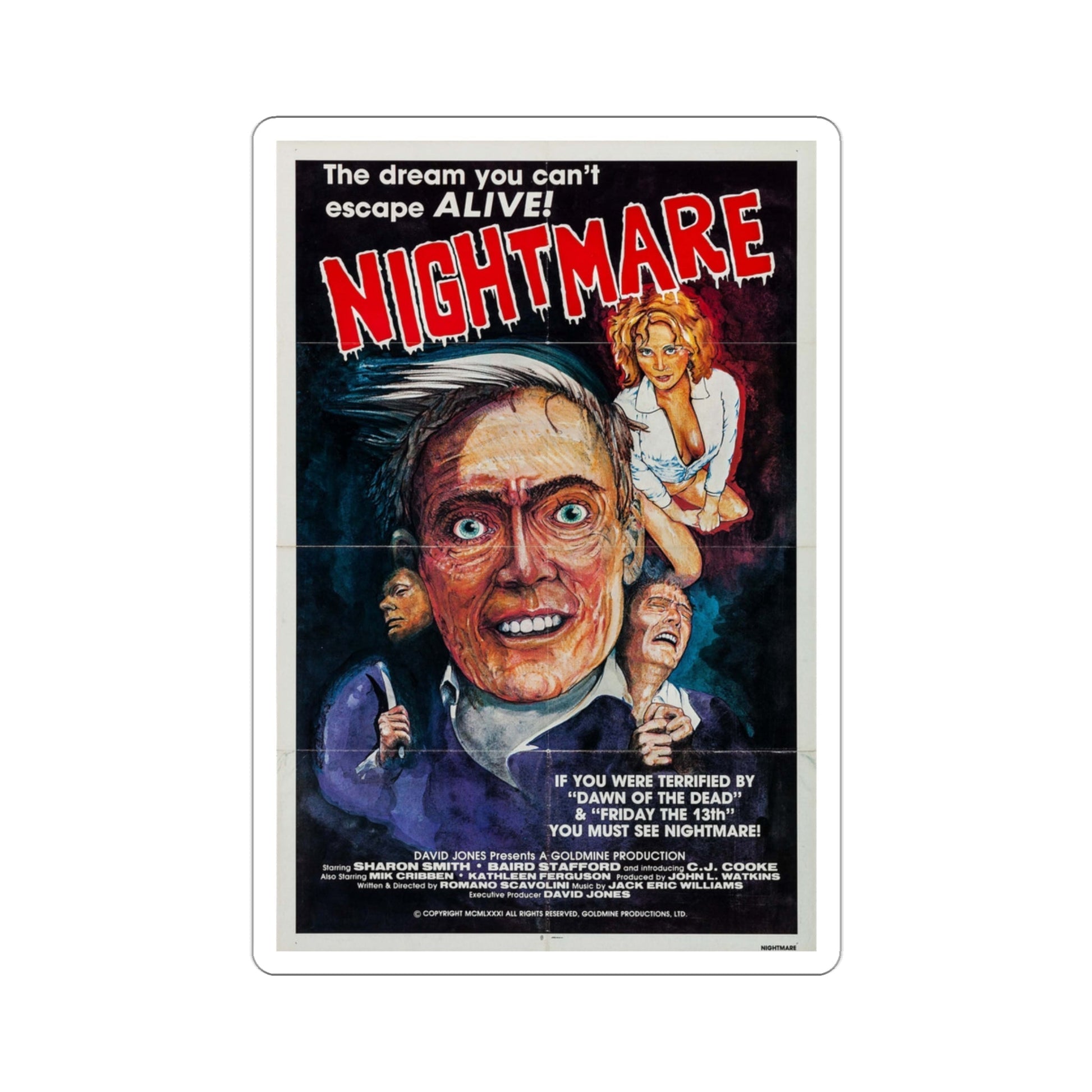 Nightmare 1981 Movie Poster STICKER Vinyl Die-Cut Decal-3 Inch-The Sticker Space