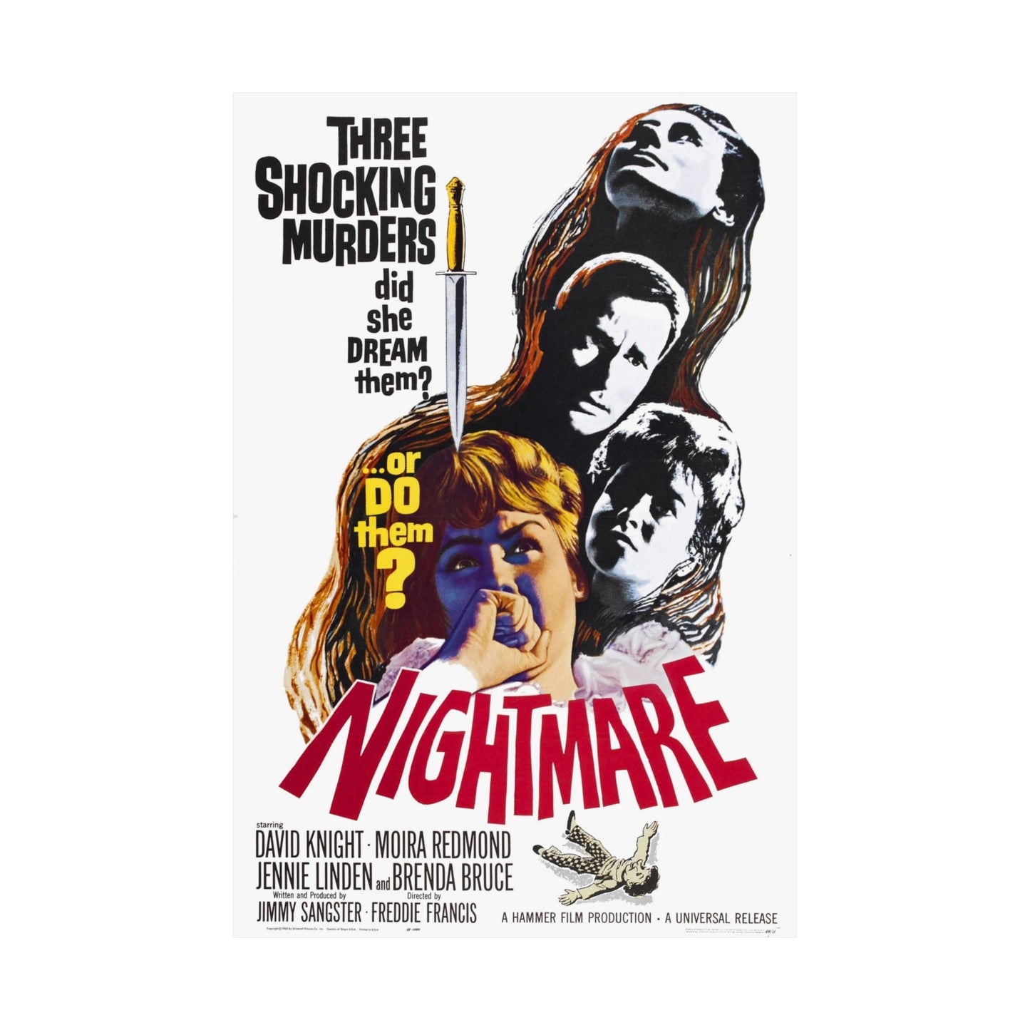 NIGHTMARE (2) 1964 - Paper Movie Poster-The Sticker Space