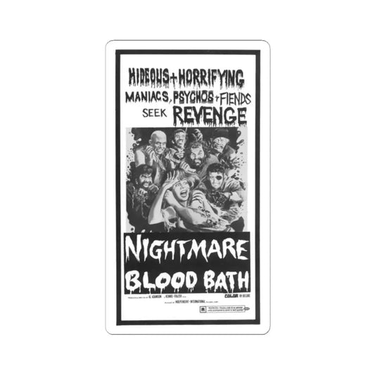 NIGHTMARE BLOOD BATH Movie Poster - STICKER Vinyl Kiss-Cut Decal 2 Inch White - The Sticker Space