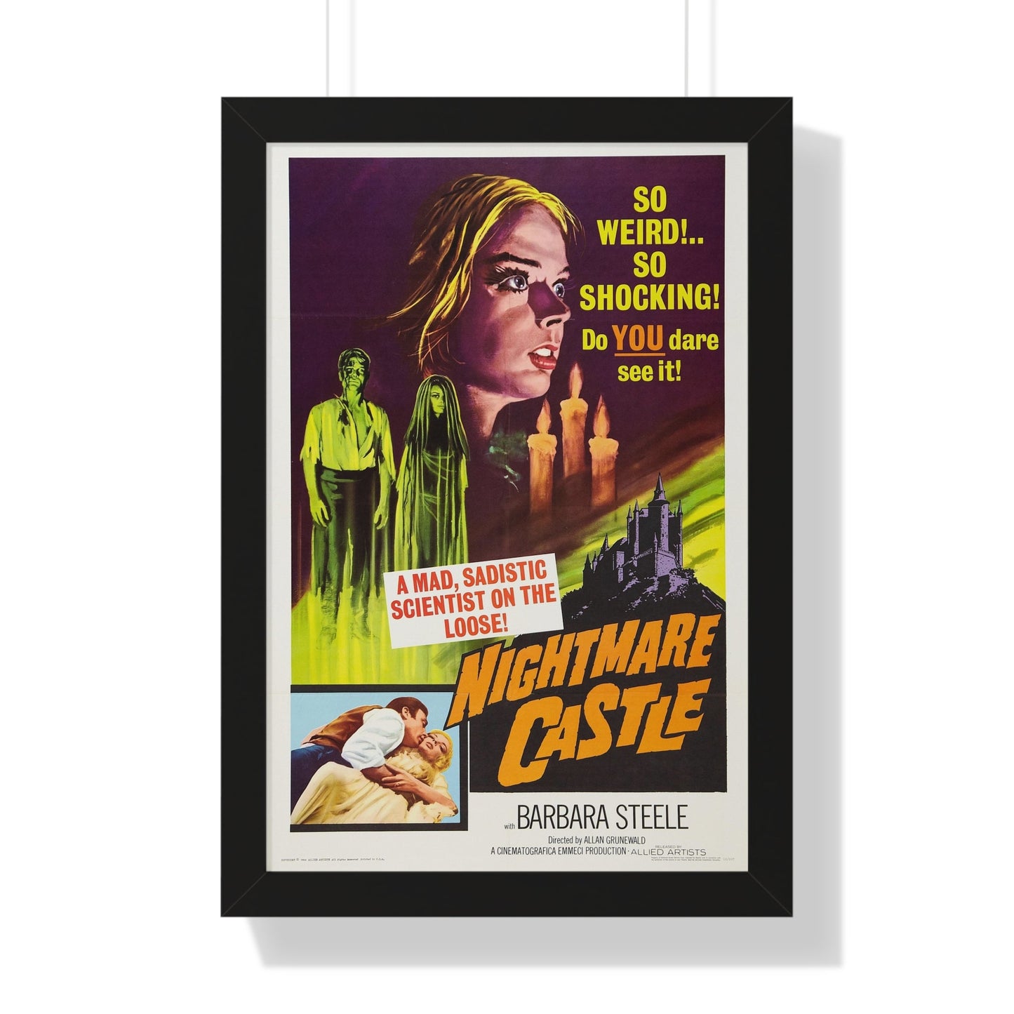 NIGHTMARE CASTLE 1965 - Framed Movie Poster-16″ x 24″-The Sticker Space