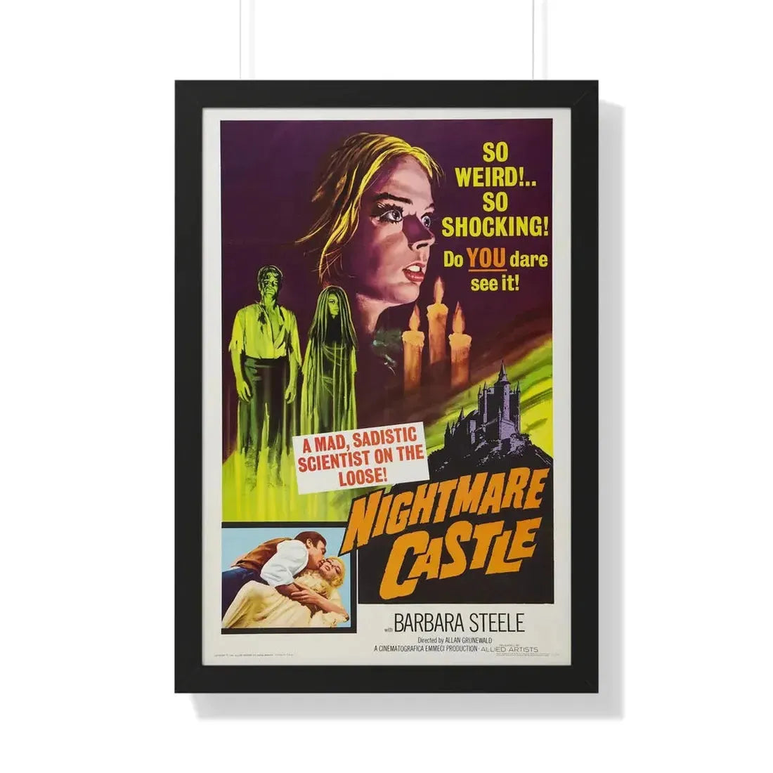 NIGHTMARE CASTLE 1965 - Framed Movie Poster - The Sticker Space