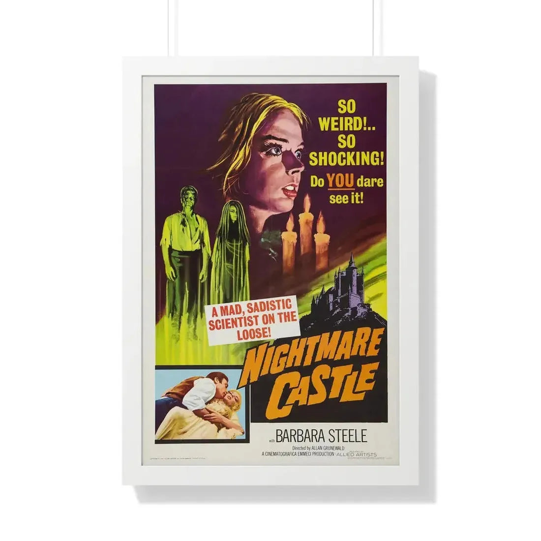 NIGHTMARE CASTLE 1965 - Framed Movie Poster - The Sticker Space
