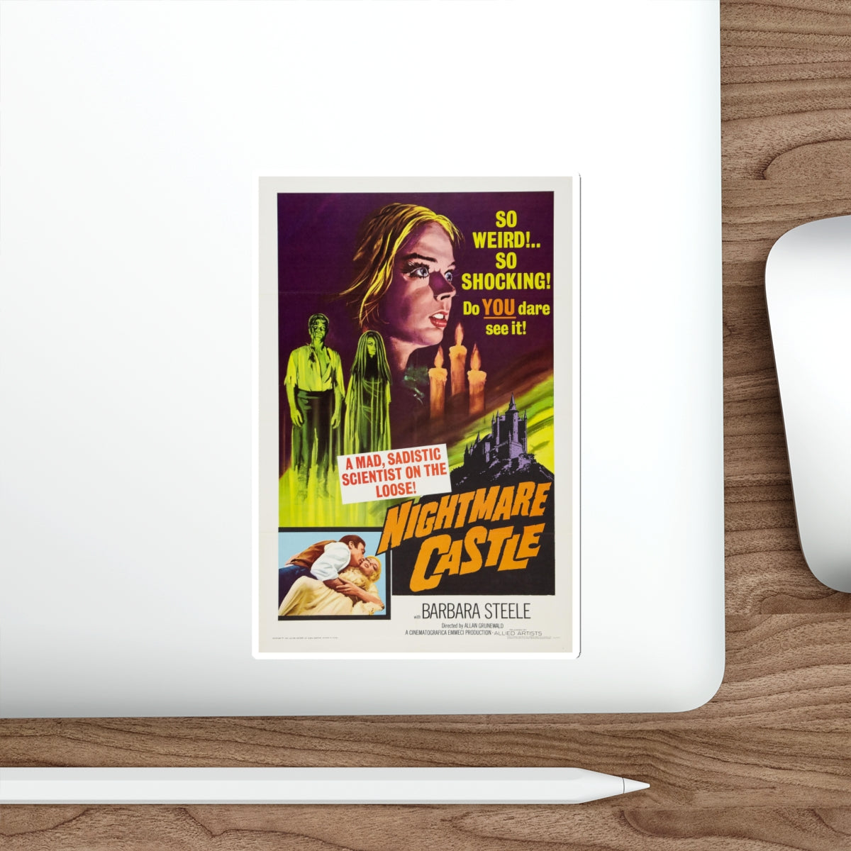 NIGHTMARE CASTLE 1965 Movie Poster STICKER Vinyl Die-Cut Decal-The Sticker Space